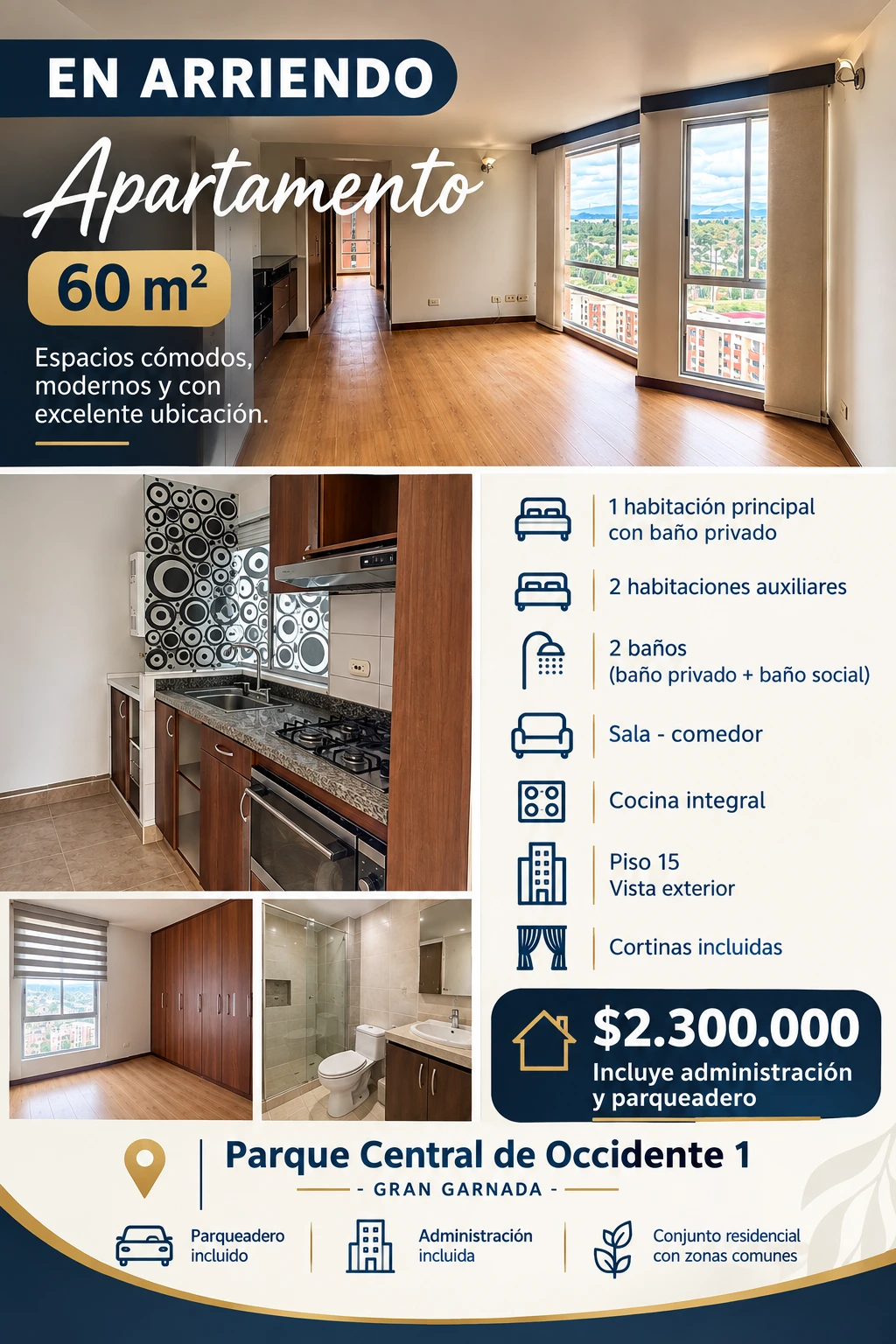 ARRIENDO APARTAMENTO 1506 TORRE 1
